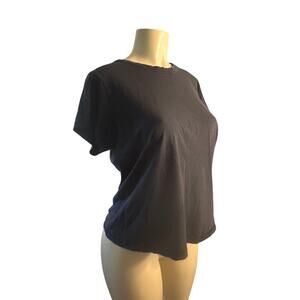Women L Rag & Bone Jean Peru Short Slv Black Tee T-Shirt Top Casual Cotton